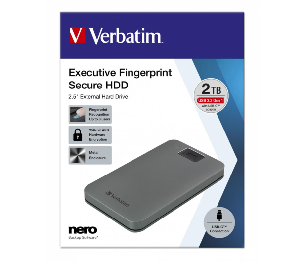 Verbatim Executive Fingerprint Secure 2TB USB C Space Grey - 1178184 - zdjęcie 6